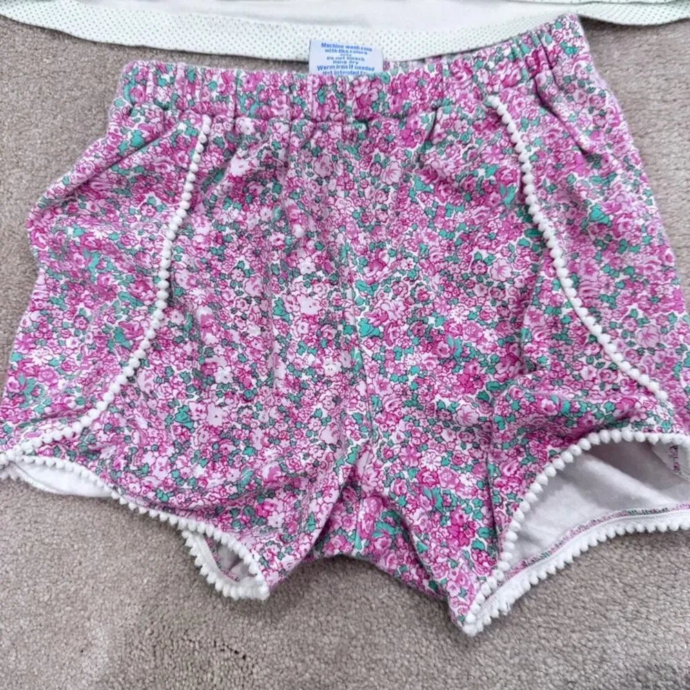 Girls Eyelet & Ivy White and Green Polka Dot Top and shorts set, size 8